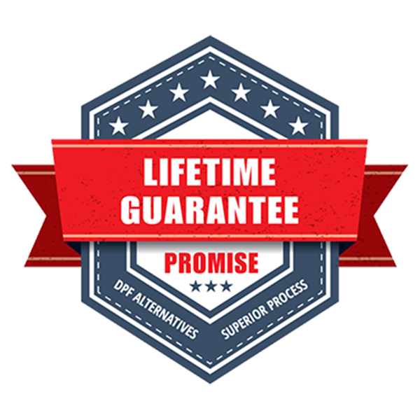 DPF Alternatives Charlotte, NC one lifetime warranty badge.